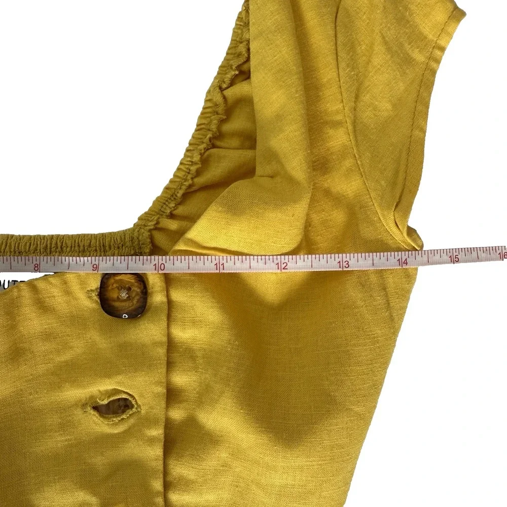 Urban Outfitters womens Set skirt and crop top Size XS Yellow Button Linen
